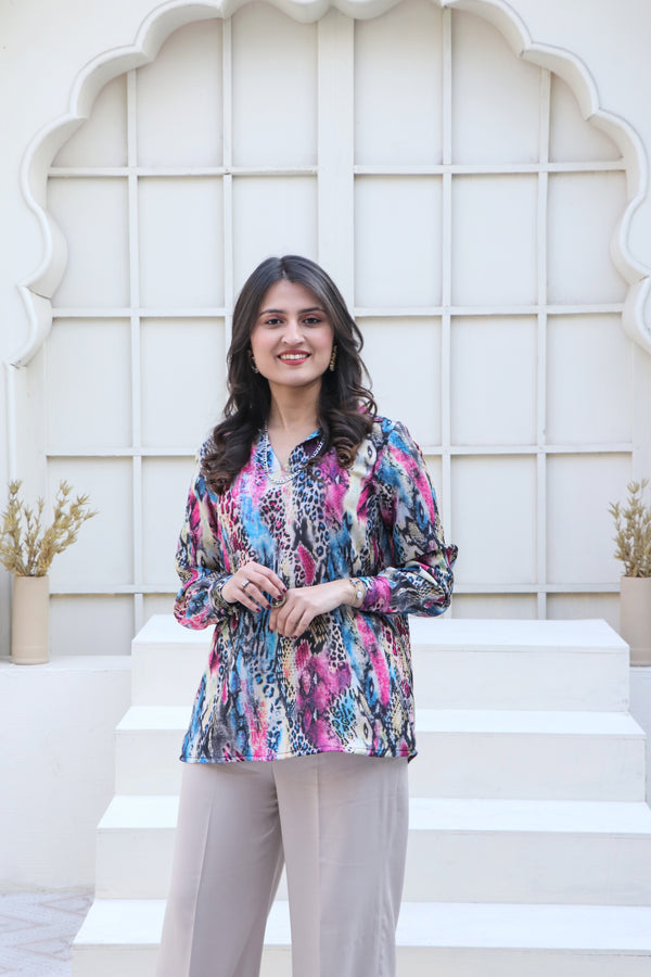 PRINTED CANDY COLORED TOP (STITCHED)