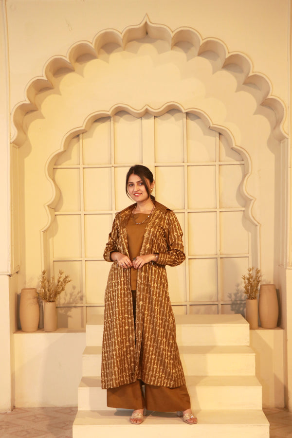 Egyptian Pyramid Long Gown with Co-ord (Stitched)